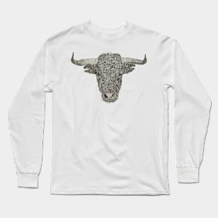 Dotwork Bull Art Print Long Sleeve T-Shirt